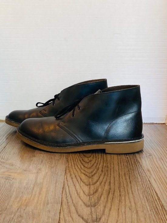 Clarks, Bushacre Mens Black Leather Desert Boots, 11 M / 44.5.